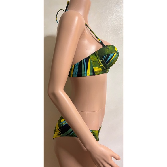NWT J. CREW Set Jungle Tropical Leaf Green Yellow Mix Bikini 34B XS Set - Picture 5 of 13